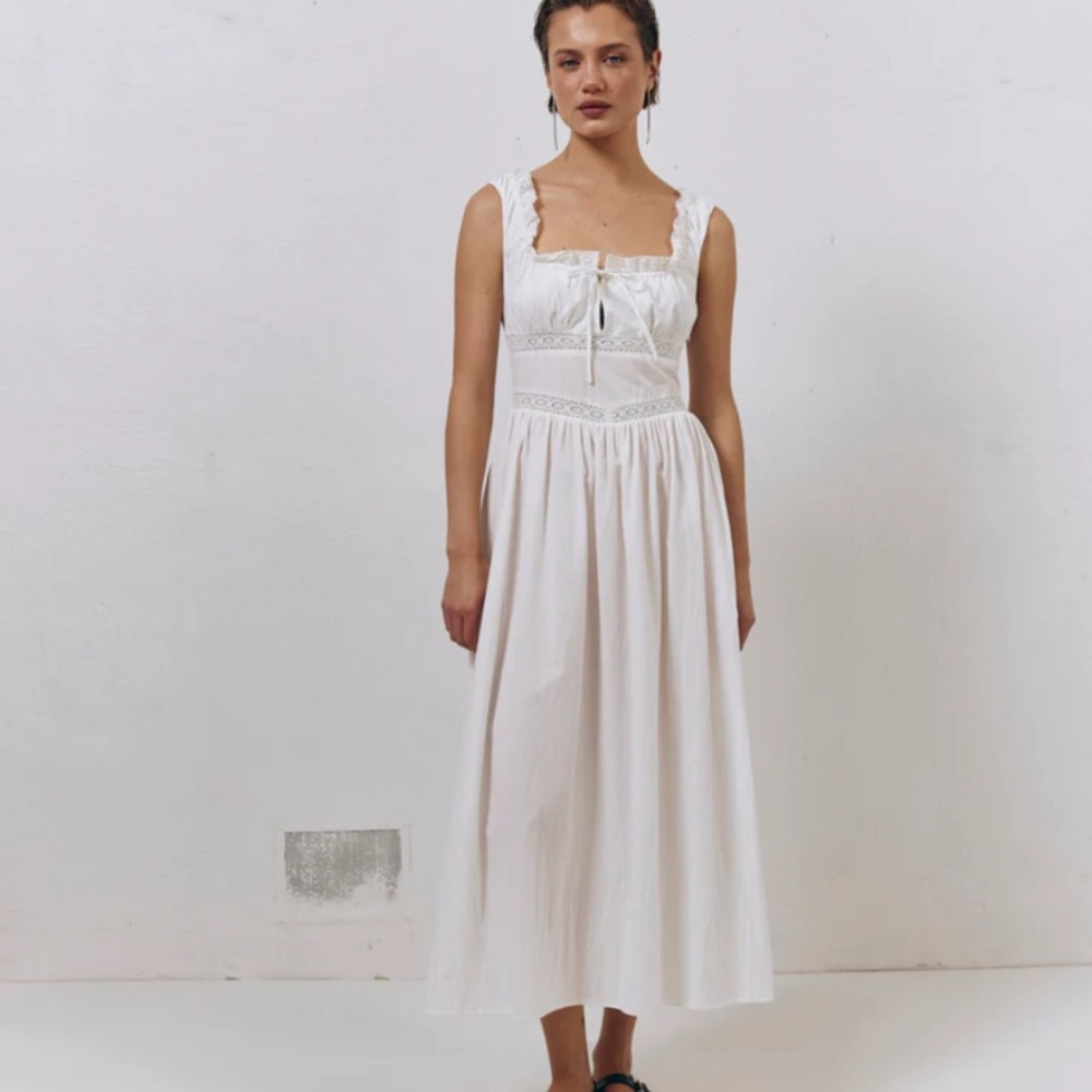 Vrg Girl French Silhouette Midi Dress White